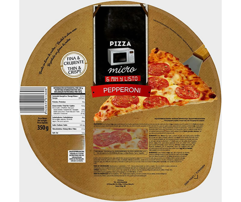 Pizza de peperoni al microondas