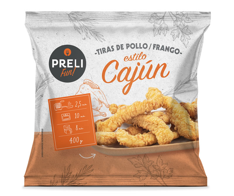Gama Preli Tiras de frango estilo Caj�n ( 10 x 400gr)