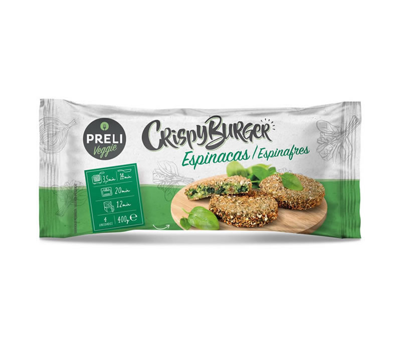 Hamburguesa crujiente de espinacas